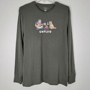 Life Is Good Size M NWOT Unplug Sleepwear Long Sleeve T-Shirt Campfire Green